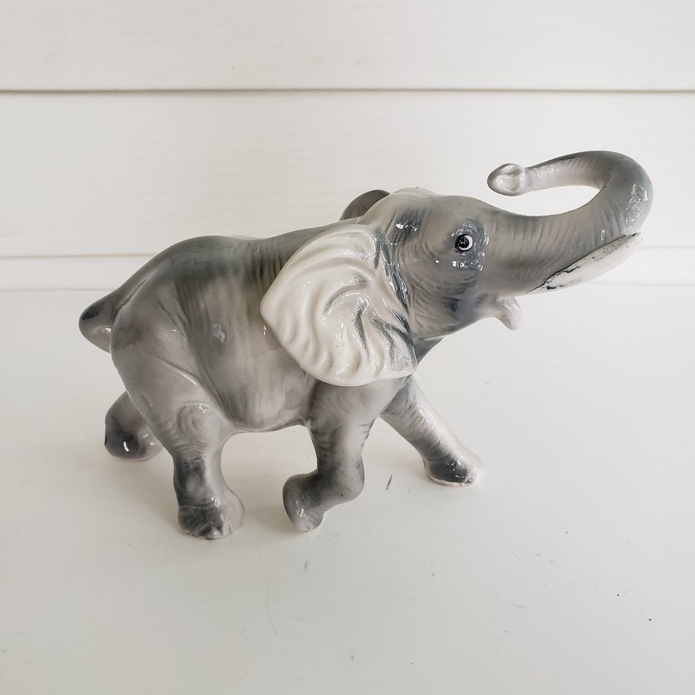 Vintage Made in Japan Porcelain Elephant Figurine 5.5" x 8"